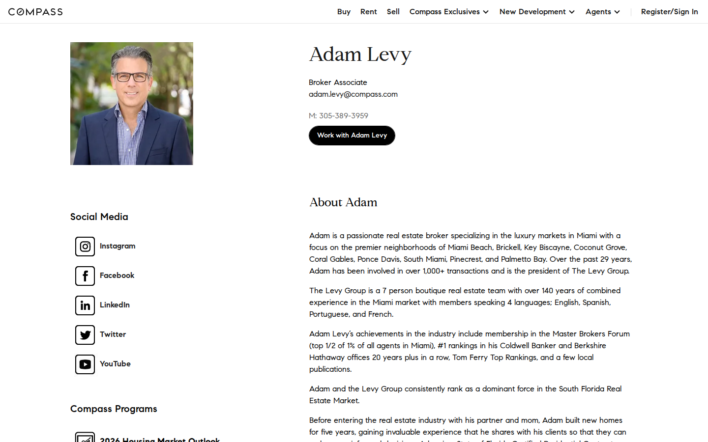 Adam Levy Compass profile screenshot