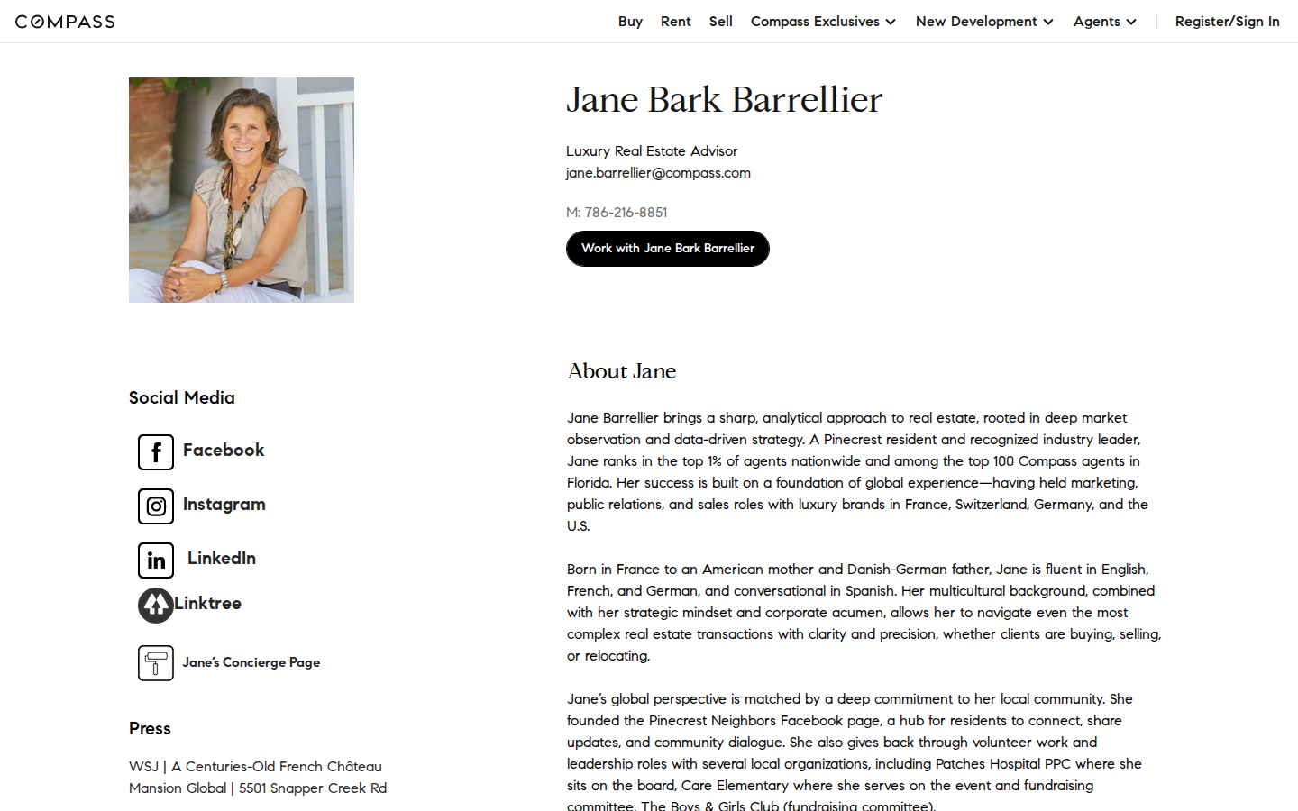 Jane Bark Barrellier Compass profile screenshot