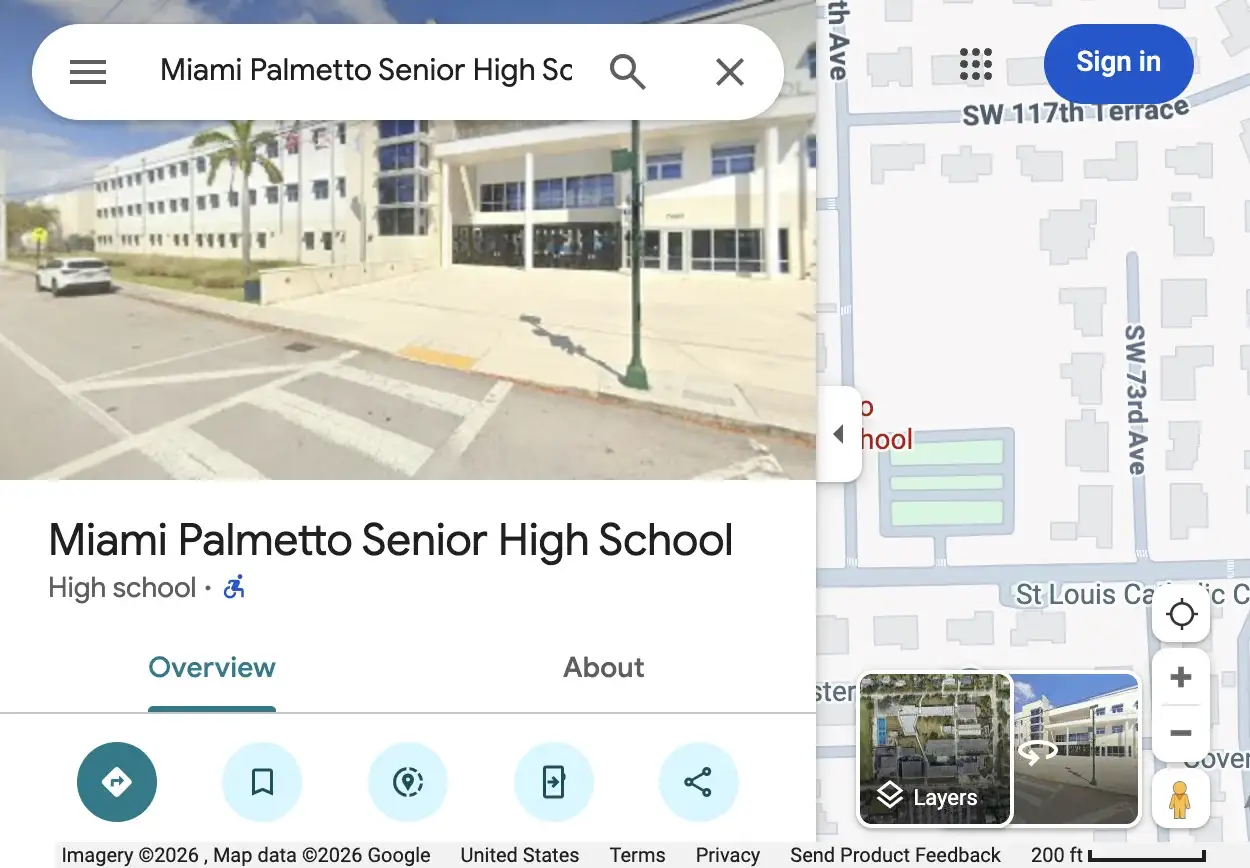 Miami Palmetto Senior High School website and branding—key public high school for Pinecrest FL 33156
